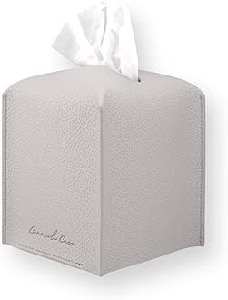 Premium PU Leather Tissue Box Holder - Elegant Hotel-Style Tissue Box Cover for Home, Office & Car Décor, Tissues Cube Organizer for a Natural & Classic Look (Light Grey)