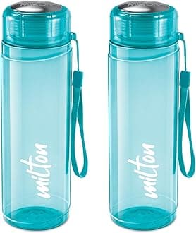 MILTON Hector 1000 Water Bottle 1 Litre each, set of 2, Blue I PET Food Grade I BPA Free, Leak Proof I Wide Mouth, Easy To Clean I Fridge Bottles for Home, Office, Gym