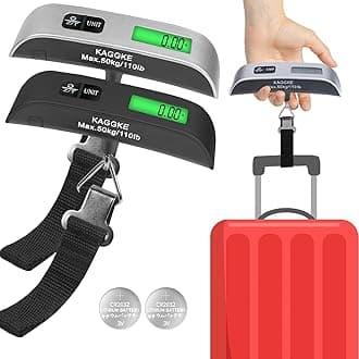2 Colors Travel Digital Luggage Scale - Portable Baggage Scale - Suitcases Weight Scales - Ideal for Travel Scale Luggage Weight - 110LB/50KG, Includes Battery - Temperature Display Hanging Scales