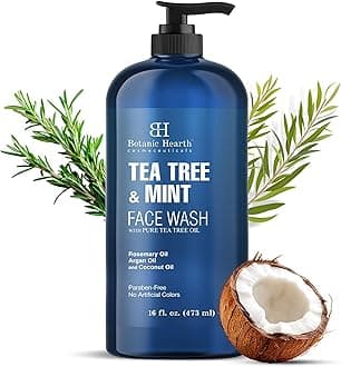 Tea Tree Face Wash With Mint | Acne Fighting, Premium, Hydrating Liquid Face Soap With Pure Tea Tree Oil | For Women And Men, Paraben Free, Fights Acne | 16 Fl Oz (Packaging May Vary)