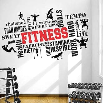 StickMe 'Gym - Fitness - Bodybuilding - Sport - Workout - Creative - Colorful - Word Cloud - Wall Sticker' -SM817 (Multi Colour, Vinyl - 110cm X 65 cm)-self adhesive