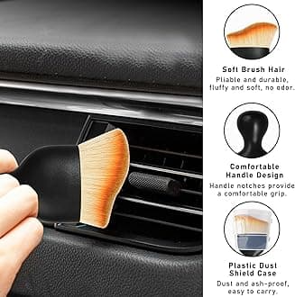Car Interior Dust Brush, Soft Scratch Free Auto Detailing Brushes, Universal Vehicle Interior Cleaning Tool for Automotive Dashboard, Air Vents, Leather(Yellow)