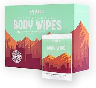 Bar-D Cleansing Face & Body Wipes for Women and Men - Individually Wrapped Biodegradable Shower Wipes with Tea Tree Oil & Aloe Vera (20 Count/Box)