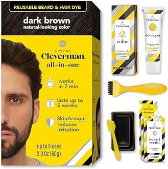 Reusable Hair & Beard Dye for Men – Dark Brown 3.1 | Up to 5 Uses, 7 Minutes | Natural Gray Coverage, No-Drip Cream with SkinArmour® – Cleverman