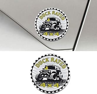 Duck Badge Rated Car Emblem, 4 x 4 Round Automotive Emblem Decal, 3D Metal Car Exterior Decoration Sticker for Cars, Trucks, SUVs, Wrangler Vehicles (Duck)