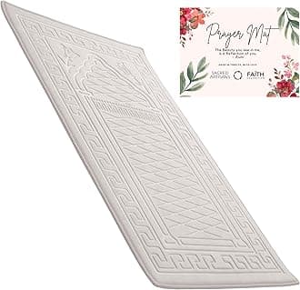Sacred Artisans Prayer Mat | Padded Muslim Prayer Rug with Thick Foam, Soft Velvet, Gift for Ramadan (Silk Cream)