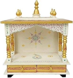 Wood Religious Home Temple, Gold, 18 x 9 x 21 inch