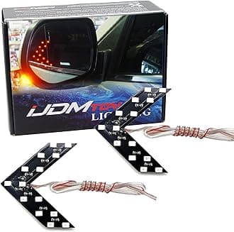 iJDMTOY Universal Fit Ultra Slim 14-SMD Side Mirror LED Turn Signal Arrows, Brilliant Red