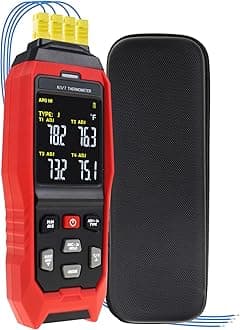 Thermocouple Thermometer Digital Data Logger Thermometer 4 Channel K/J Type Thermocouple Meter Temperature Meter, Temperature Logger with Sound & Light Alarm -200~1372�C (-328~2501�F)