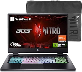 acerNitro 17 Gaming Laptop AMD Ryzen 7 7840HS Octa-Core CPU 17.3" FHD 165Hz IPS Display NVIDIA GeForce RTX 4050 16GB DDR5 1TB SSD Wi-Fi 6E RGB Backlit KB AN17-41-R6L9