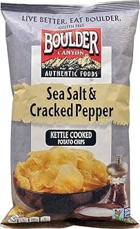 Boulder Canyon Authentic Foods Kettle Cooked Potato Chips Sea Salt & Cracked Pepper -- 5 oz (Pack of 2)