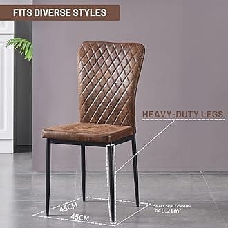 Dining Chairs Set of 4 Suede Kitchen Living Room Chairs High Back Metal Frame Modern Lattice Design,Brown