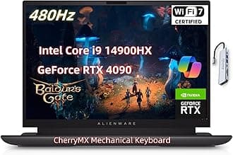 NewestDell Alien.ware m18 R2 Gaming Laptop, 18" FHD+ 480Hz 3ms, Inte.l Core i9-14900HX, 64 GB RAM 4 TB SSD, NVIDI.A GeForce RTX 4090, CherryMX mechanical Keyboard with Copilot key Windows 11 w/USB HUB