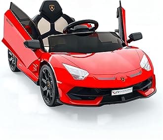 Hetoy Ride on Car for Kids 12V Licensed Lamborghini Electric Vehicles Battery Powered Sports Car with Control, 2 Speeds, Sound System, LED Headlights and Hydraulic Doors