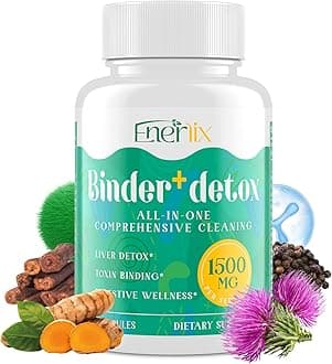 15-in-1 Detox Binder, Activated Charcoal, Zeolite & Bentonite Clay, Chlorella, 1500 MG Detox Supplement Maximum Absorbent, Liver Gut Digestive Detox Cleanse, 90 Vegan Capsules
