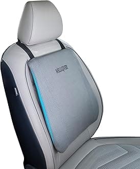 - Memory Foam Car Backrest | 2-Year Warranty | Ergonomic Lumbar Support Cushion for Long Drives & Daily Commutes – Universal Fit for All Car Seats | 17 x 14 x 3 Inch | Grey Mesh Cover