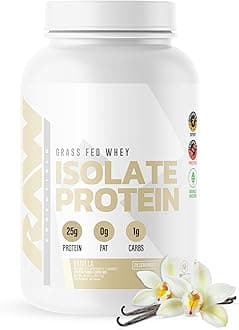 RAW Whey Isolate Protein Powder, Vanilla (CBUM Itholate) - 100% Grass-Fed Sports Nutrition Powder for Muscle Growth & Recovery - Low-Fat, Low Carb, Naturally Flavored - 25 Servings