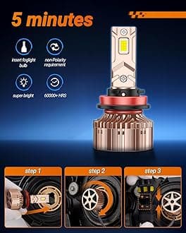 SEALIGHT H9/H8/H16 Bulbs 4500K Warm White, 5-Min Plug and Play Bulb, Pack of 2