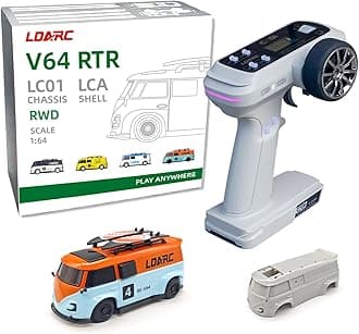 LDARC 1:64 Scale Mini RC Sport Car RTR, 2.4GHZ Hobby Grade Remote Control Vehicle Model with RGB Lighting, Comes with a DIY Replaceable Body Shell（Orange）