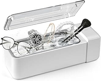 – KUNPHY Ultrasonic Jewelry Cleaner, Professional Sonic Cleaner Machine 42kHZ 600ml, Glasses Cleaner for Retainer, Jewelry, Ring, Silver, Dentures
