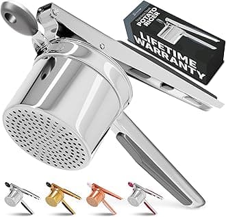 PriorityChef Large 15oz Potato Ricer, Heavy Duty Stainless Steel Potato Masher and Ricer Kitchen Tool, Press and Mash Kitchen Gadget For Perfect Mashed Potatoes - Everytime, Grey