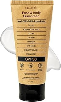 - Natural Mineral Sunscreen SPF 30 3 oz: Natural Tallow & Zinc Oxide, Reef Safe, Water Resistant, Fragrance-Free, Non-Greasy Formula for Face and Body