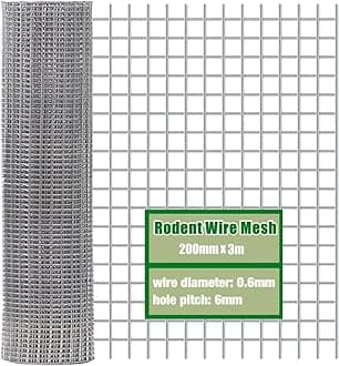 Rodent Mesh Roll 200mm x 3m,Galvanised Wire Mesh- Keep Rats Out & Protect Your Home, Chickens, Dogs, Rabbits, Vegetables & More,Rat Proof Mesh Sheet -Durable & Easy to Install - Maintenance-Free