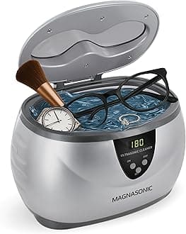 Magnasonic Professional Ultrasonic Polishing Jewelry Cleaner with Digital Timer for Cleaning Eyeglasses, Watches, Rings, Necklaces, Coins, Razors, Dentures, Combs, Tools, Parts, Instruments (MGUC500)