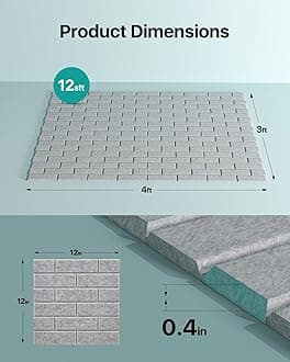 Soundsbay Acoustic Wall Panels, Brick Acoustic Panels Sound Absorbing Self Adhesive 12 Pack Noise Cancelling Wall Panels for Walls, Office,Reccording Studio, Ceiling 12" X 12" X 0.4" Gray