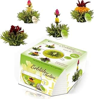Creano Tea Flowers in Cup Size - Blooming Tea - 8 Flowering Tea in 4 Different Varieties - Green Tea