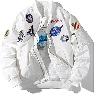 Casual jackets, Men Biker Bomber Jacket, NASA MA-1 Military Flight Jacket Light Air Force Moto Street Coat