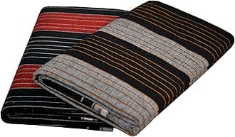 RETRO BRAND 100% Pure Cotton Black Striped Fancy Lungis For Men/2.00 Meters Length Lungis/Stitched And Unstitched Lungis/Pack Of Two Lungis