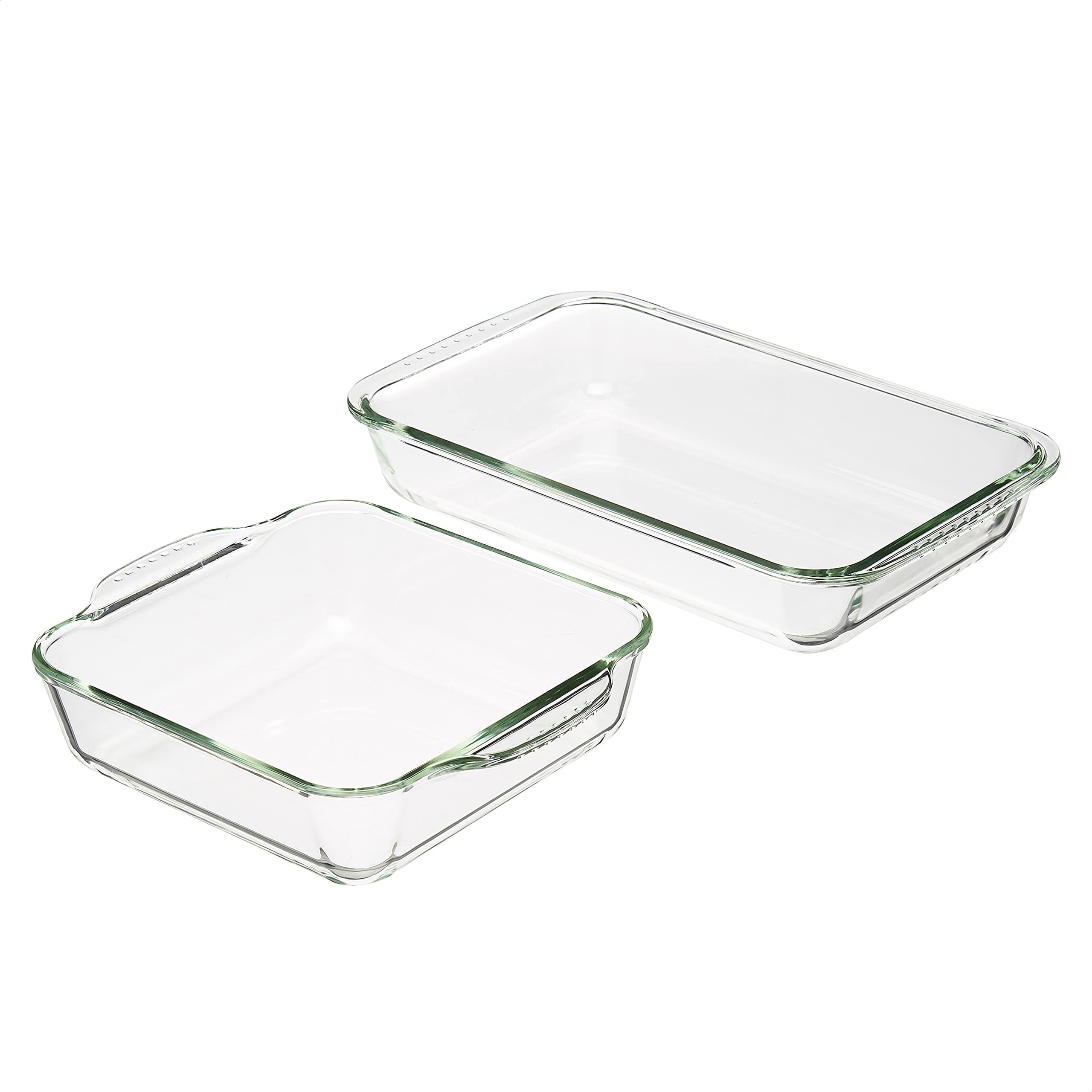 Amazon Basics Oven Safe Glass Baking Dish in Rectangular 3L and Square 2L Sizes - Set of 2