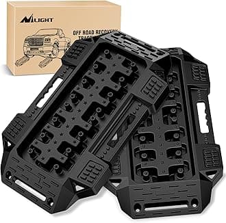 Nilight Recovery Offroad Traction Boards Mini Short Emergency Tire Tracks Mats For 4WD 4X4 ATV UTV on Mud Sand Snow (2PCS Black)