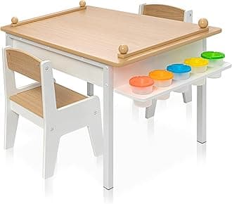 Milliard 2-in-1 Kids Art Table and Chair Set – Activity Table with Storage, Easel Transformation - 5 Paint Cups, and Paper Roll for Endless Creativity