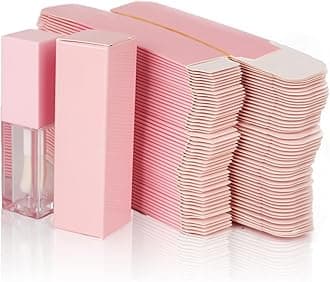 24 x 5ml Empty Square Lip Gloss Tubes with Large Lip Gloss Containers, Paper Box Pink 25 Pieces