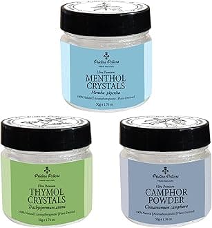 - Premium Grade Thymol, Menthol,Camphor Combo Pack (Ajwain ka phool, Peppermint, Kapoor) I 100% Pure & Natural I Aromatherapeutic I Plant-Derived I Total 150 grams (50 grams x 3)