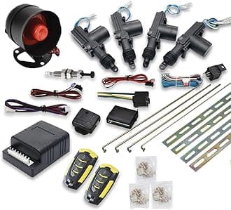 Riloer Car Remote Central Locking Kit, Universal Security Anti-Theft Alarm System Universal & 4 Doors Keyless Entry System
