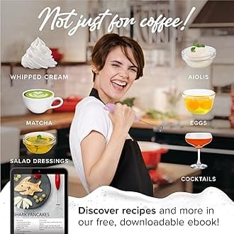 PowerLix Milk Frother Handheld Whisk - Electric Milk Frother Foamer with Stainless Steel Stand,15-20s, Powerful 19000rpm, Mini Drink Mixer Coffee Frother for Latte, Cappuccino, Hot Chocolate