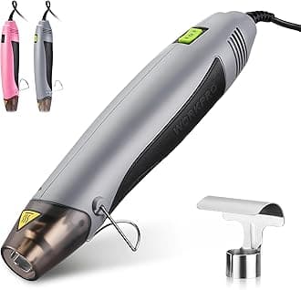 - Heat Gun, 400W Mini Hot Air Gun with Reflector Nozzle, 2 Temp Settings 482℉(250℃)/842℉(450℃) and 5.9ft Long Cable Overload Protection for Craft Embossing, Shrink Wrapping PVC, Drying Paint
