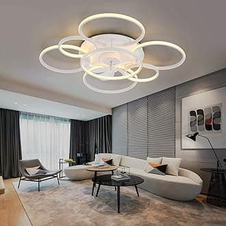 41" Ceiling Fans with Lights, Flush Mount Celing Fan with Led Light and Remote Control for Living Room，Tri-Color Light 6-Speed Wind