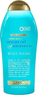 Radiant Glow + Argan Oil of Morocco Extra Hydrating Body Wash for Dry Skin, Moisturizing Gel Cleanser for Silky Soft Skin, Body Wash for Women, Sulfate-Free Surfactants, 19.5 fl oz