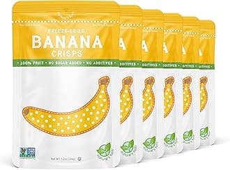 Freeze-Dried Fruit Snacks - Banana Crisps - Perfect For School Lunches or an On-The-Go Snack - No Sugar Added, Non GMO, Gluten Free, Nothing Artificial (1.2oz) 6-Pack