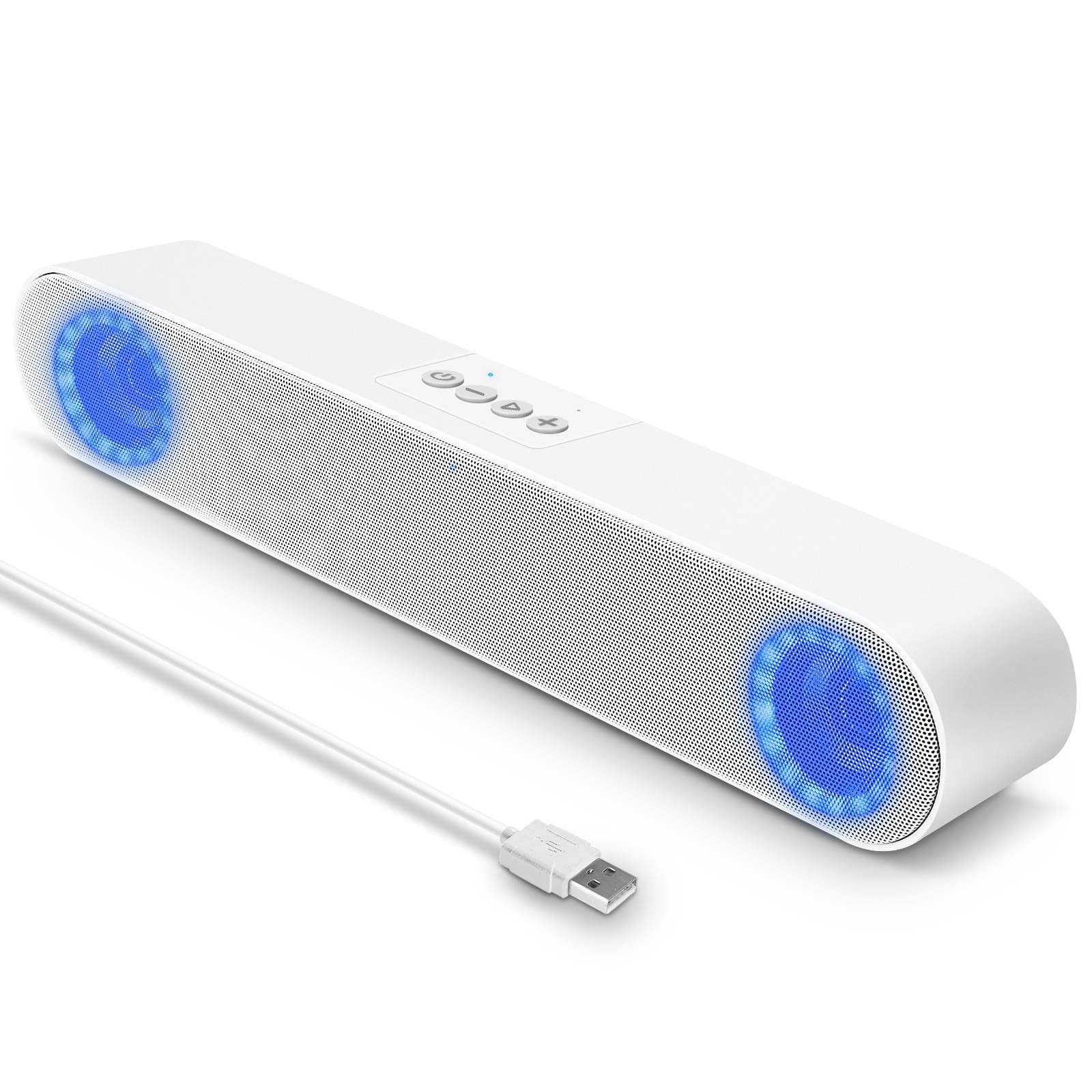 LENRUE Computer Speakers, USB Powered PC Speakers for Desktop Computer Laptop, Tablet with Lights, Plug and Play