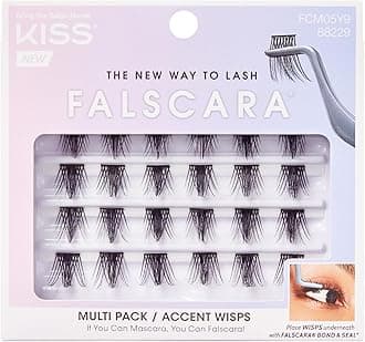 KISS FALSCARA False Eyelashes WISPS Multipack, Accent, DIY, Ultra Glam, Invisible, Rewearable 3x, Buildable & Customizable, Easy To Apply, Split Lash Tip | 24 Wisps