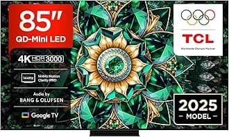 TCL 85Q7C-UK QD-Mini LED TV, 4K HDR Premium 2600, Smart TV Powered by Google TV (Dolby Vision IQ & Atmos, HVA Panel, Audio by Bang & Olufsen, 144Hz Motion Clarity Pro)