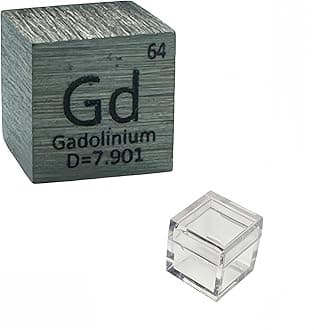Gadolinium Cube A Metal Cube Made of 99% Pure Gadolinium Plate, Periodic Table Element Cube Collection,Science Gift for Adults,Engraved Gadolinium Cube + Acrylic Box (Gadolinium, 0.39inch(10mm))