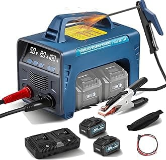 2 x 6000mAh Cordless Welding Machine with LED Display, 160A Battery Powered MMA ARC Welder, Digital IGBT Inverter for Stick Welding