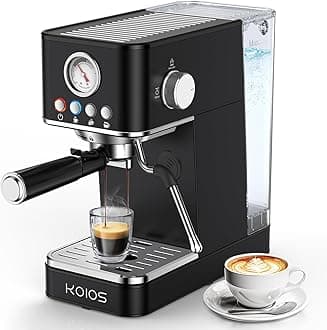 KOIOS Espresso Machine 20 Bar, Upgraded Espresso Maker with Milk Frother Steam Wand, Semi-Automatic Espresso Coffee Machines for Home, Cappuccino, Latte Maker with 58oz Removable Water Tank, Black
