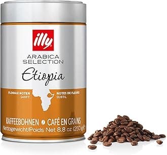 illy Ethiopia Coffee Beans, 100% Arabica, Ideal for Moka Pots, Espresso & Filter, 250g Tin